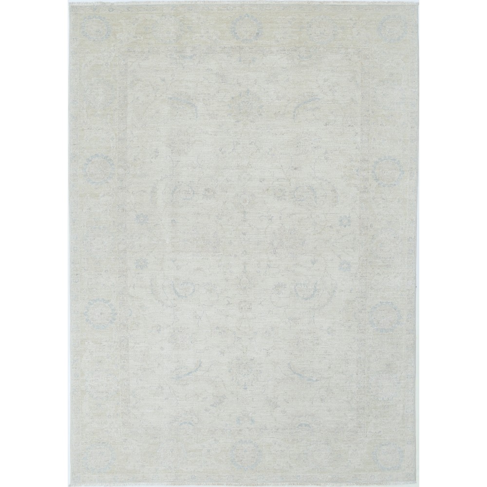 Hand Knotted Turkish Wool Rug with All-Over Floral Design | Beige Oushak Carpet Hand Knotted Turkish Wool Rug with All-Over Floral Design | Beige Oushak Carpet