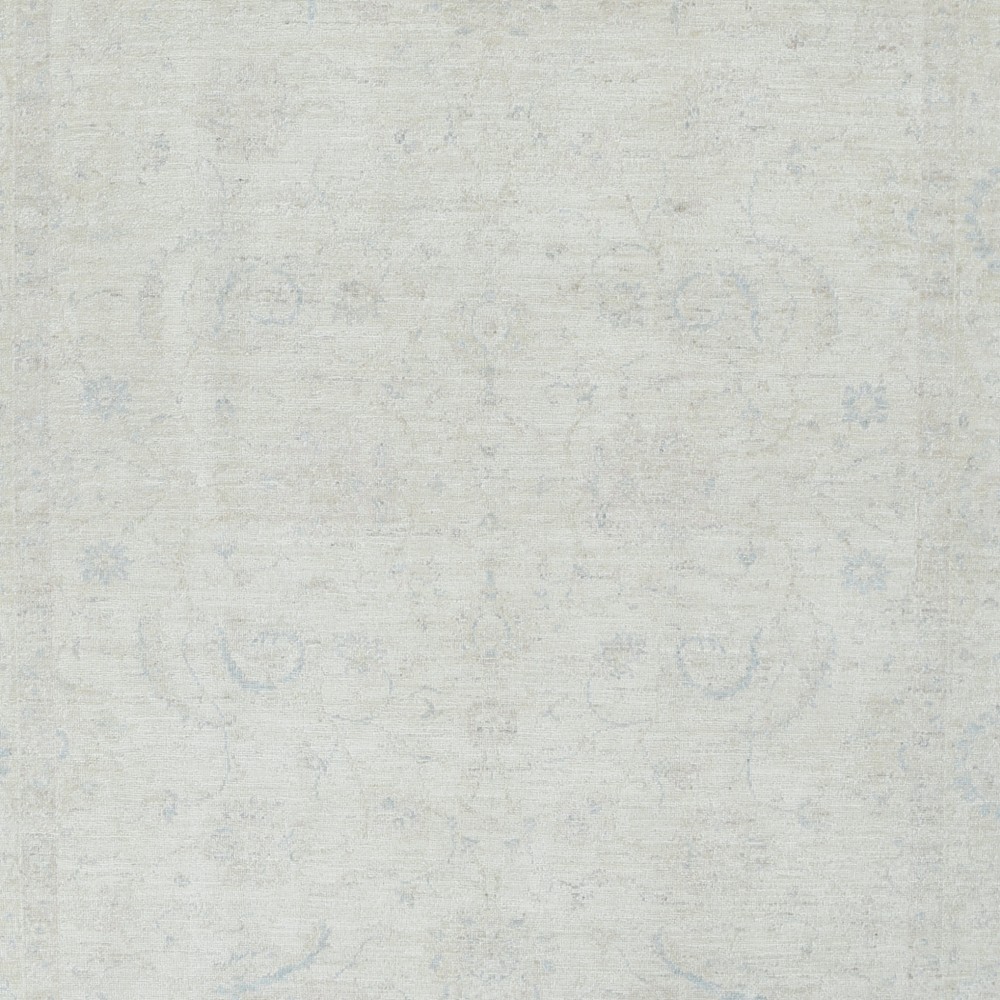 Hand Knotted Turkish Wool Rug with All-Over Floral Design | Beige Oushak Carpet Hand Knotted Turkish Wool Rug with All-Over Floral Design | Beige Oushak Carpet