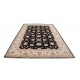 Hand Knotted Floral Oushak Large Area Rug with Black Field and Beige Border | 100% Wool