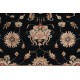 Hand Knotted Floral Oushak Large Area Rug with Black Field and Beige Border | 100% Wool