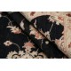 Hand Knotted Floral Oushak Large Area Rug with Black Field and Beige Border | 100% Wool