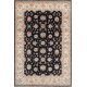 Hand Knotted Floral Oushak Large Area Rug with Black Field and Beige Border | 100% Wool