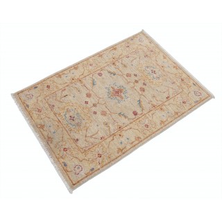 Hand Knotted Beige, Light Blue, Rust Wool Area Rug | Traditional Medallion Patterned Accent Rug