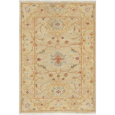 Hand Knotted Beige, Light Blue, Rust Wool Area Rug | Traditional Medallion Patterned Accent Rug