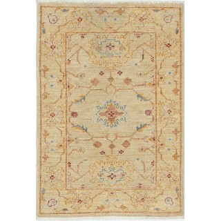 Hand Knotted Beige, Light Blue, Rust Wool Area Rug | Traditional Medallion Patterned Accent Rug