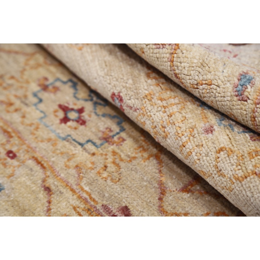 Hand Knotted Beige, Light Blue, Rust Wool Area Rug | Traditional Medallion Patterned Accent Rug Hand Knotted Beige, Light Blue, Rust Wool Area Rug | Traditional Medallion Patterned Accent Rug