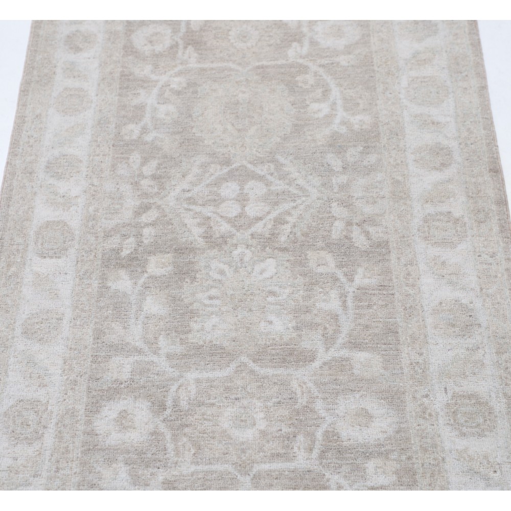 Beige Hallway Runner Rug | Kitchen Rug | Handknotted Corridor Rug | Wool Stair Rug
