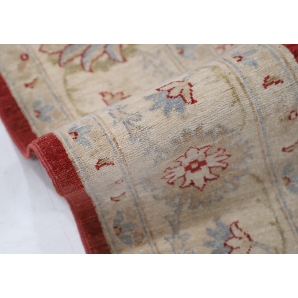 Hand Knotted Floral Area Rug with Red Field and Beige Border | Traditional Oushak Wool Carpet Hand Knotted Floral Area Rug with Red Field and Beige Border | Traditional Oushak Wool Carpet