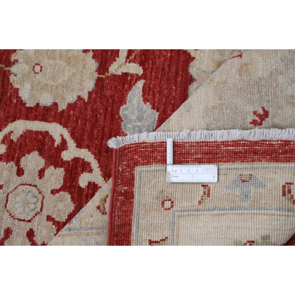 Hand Knotted Floral Area Rug with Red Field and Beige Border | Traditional Oushak Wool Carpet Hand Knotted Floral Area Rug with Red Field and Beige Border | Traditional Oushak Wool Carpet
