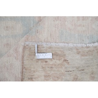 Hand Knotted Blush, Light Blue Wool Area Rug | Turkish Geometric Design Large Carpet for Living Room