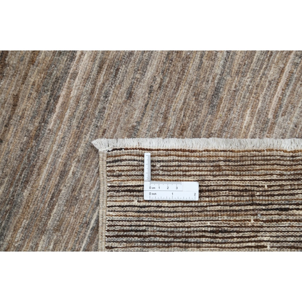 Hand Knotted Brown and Taupe Wool Small Area Rug with Minimal Border Design Hand Knotted Brown and Taupe Wool Small Area Rug with Minimal Border Design
