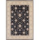 Hand Knotted Floral Oushak Large Area Rug with Black Field and Beige Border | 100% Wool Hand Knotted Floral Oushak Large Area Rug with Black Field and Beige Border | 100% Wool