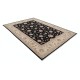 Hand Knotted Floral Oushak Large Area Rug with Black Field and Beige Border | 100% Wool