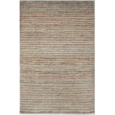 Hand Knotted Ivory, Beige and Red Wool Area Rug | Striped Pattern Accent Rug