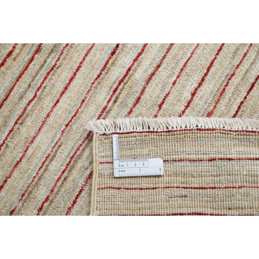Hand Knotted Ivory, Beige and Red Wool Area Rug | Striped Pattern Accent Rug Hand Knotted Ivory, Beige and Red Wool Area Rug | Striped Pattern Accent Rug