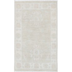 Beige Accent Rug with All-Over Floral Design | Hand Knotted Small Entryway Rug | 100% Wool