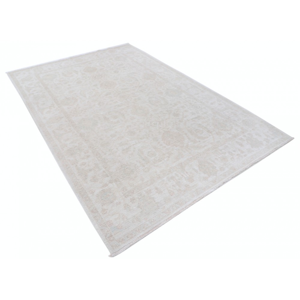 Hand Knotted Oushak Area Rug, Beige Wool Carpet with Soft Pastel Medallion Pattern, Neutral Vintage Style Rug for Living Room Hand Knotted Oushak Area Rug, Beige Wool Carpet with Soft Pastel Medallion Pattern, Neutral Vintage Style Rug for Living Room