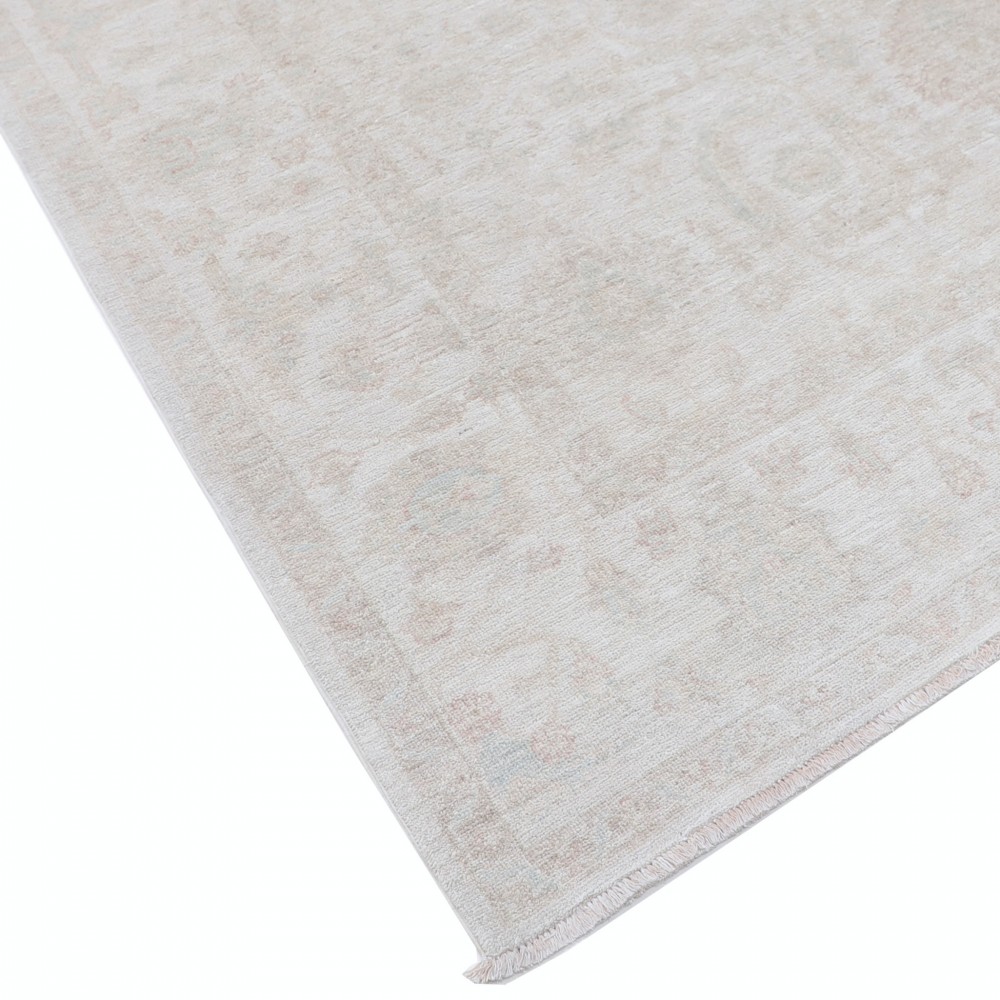 Hand Knotted Oushak Area Rug, Beige Wool Carpet with Soft Pastel Medallion Pattern, Neutral Vintage Style Rug for Living Room Hand Knotted Oushak Area Rug, Beige Wool Carpet with Soft Pastel Medallion Pattern, Neutral Vintage Style Rug for Living Room
