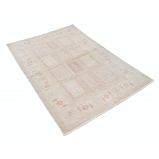 Hand Knotted Beige, Red Wool Area Rug | Soft Geometric Panel Patterned Small Rug Hand Knotted Beige, Red Wool Area Rug | Soft Geometric Panel Patterned Small Rug