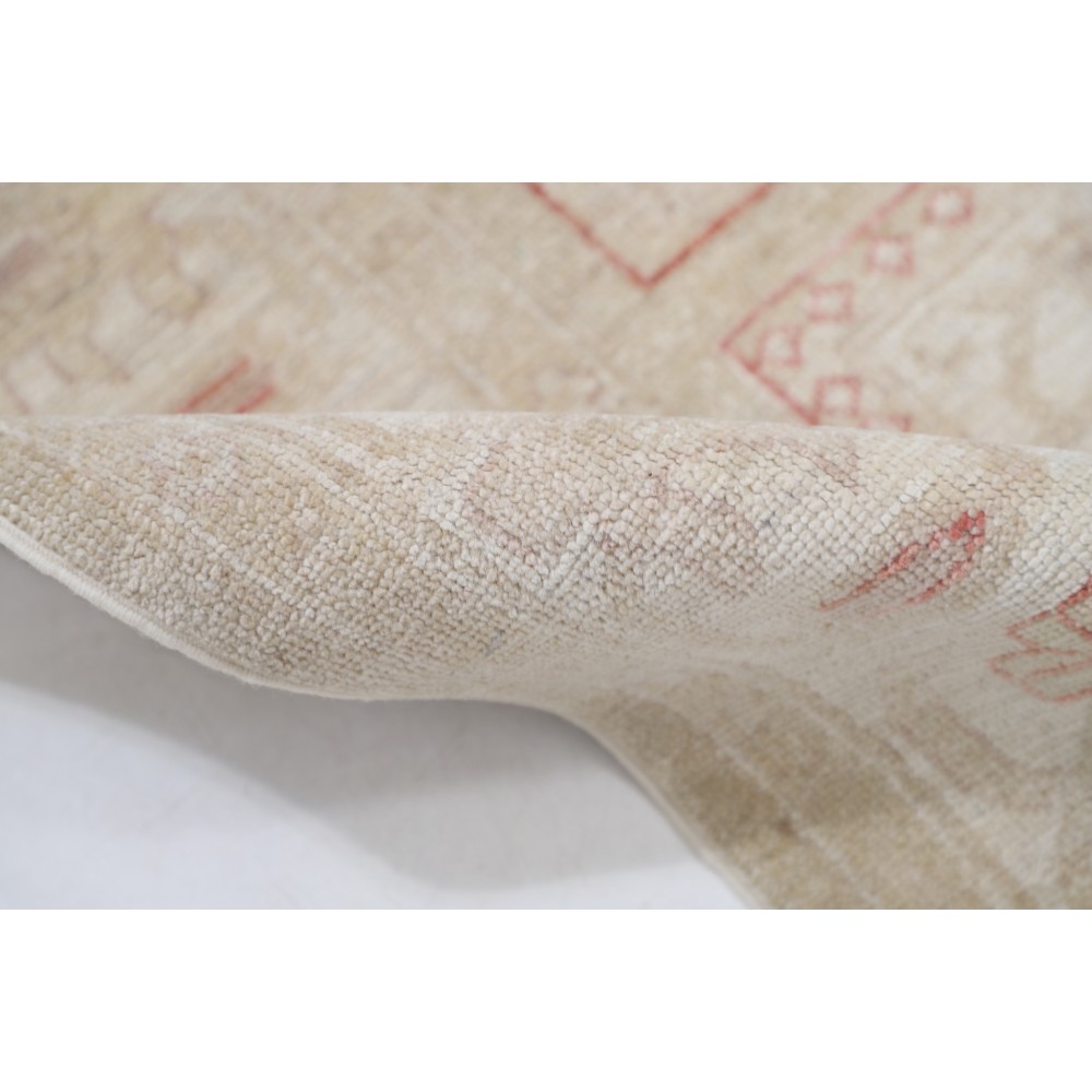 Hand Knotted Beige, Red Wool Area Rug | Soft Geometric Panel Patterned Small Rug Hand Knotted Beige, Red Wool Area Rug | Soft Geometric Panel Patterned Small Rug
