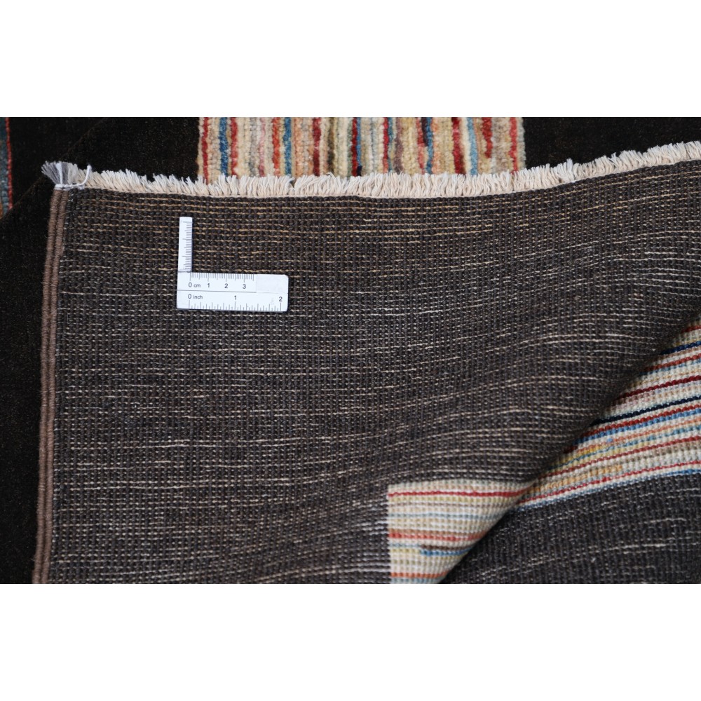 Hand Knotted Brown and Beige Wool Area Rug | Minimal Striped Design Carpet Hand Knotted Brown and Beige Wool Area Rug | Minimal Striped Design Carpet
