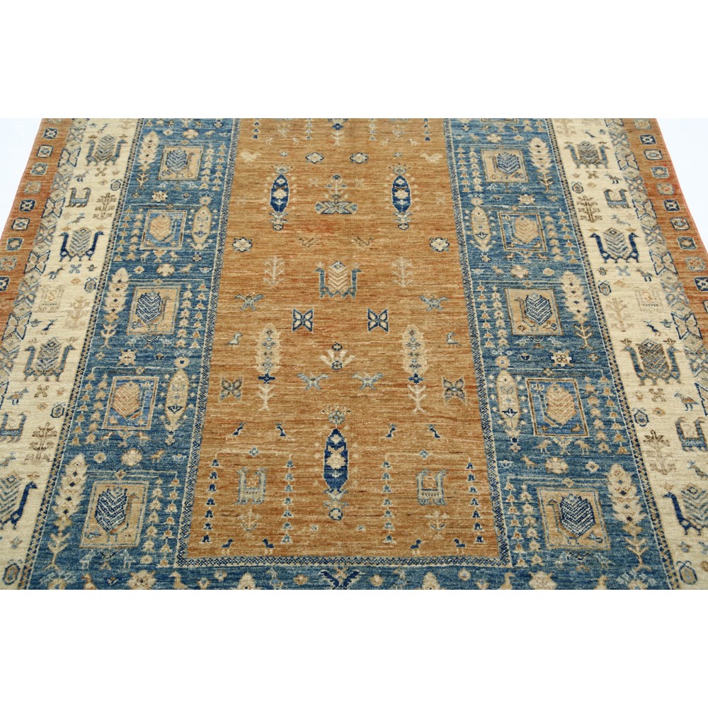 Hand Knotted Light Blue, Beige Wool Area Rug | Turkish Tribal Style Carpet Hand Knotted Light Blue, Beige Wool Area Rug | Turkish Tribal Style Carpet