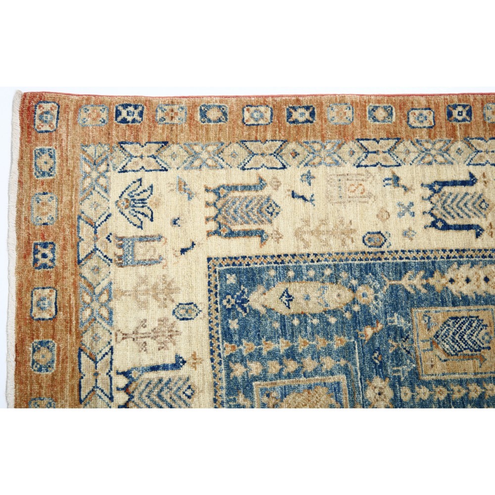 Hand Knotted Light Blue, Beige Wool Area Rug | Turkish Tribal Style Carpet Hand Knotted Light Blue, Beige Wool Area Rug | Turkish Tribal Style Carpet