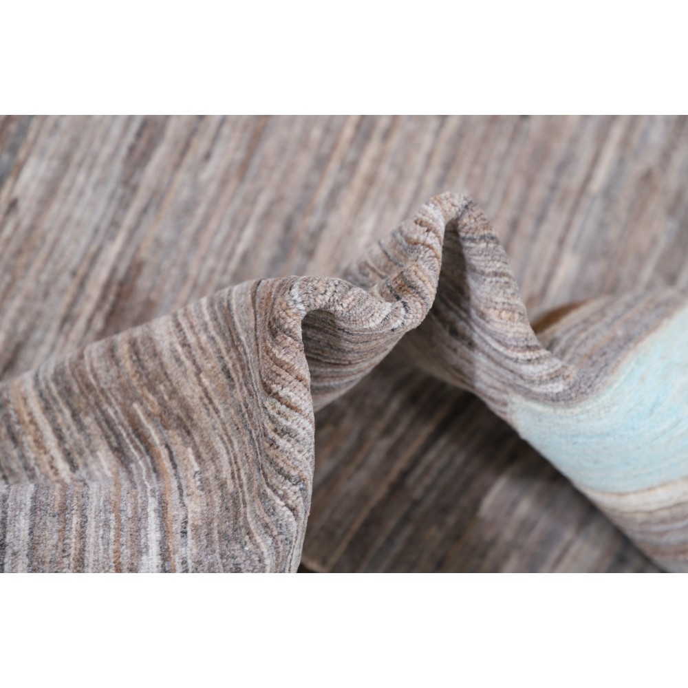 Hand Knotted Gray, Light Blue and Brown Wool Area Rug | Abstract Linear Geometric Design Carpet Hand Knotted Gray, Light Blue and Brown Wool Area Rug | Abstract Linear Geometric Design Carpet