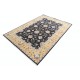 Hand Knotted Floral Area Rug with Black Field and Mustard Yellow Border | Traditional Oushak Wool Carpet Hand Knotted Floral Area Rug with Black Field and Mustard Yellow Border | Traditional Oushak Wool Carpet