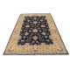 Hand Knotted Floral Area Rug with Black Field and Mustard Yellow Border | Traditional Oushak Wool Carpet Hand Knotted Floral Area Rug with Black Field and Mustard Yellow Border | Traditional Oushak Wool Carpet