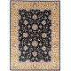 Hand Knotted Floral Area Rug with Black Field and Mustard Yellow Border | Traditional Oushak Wool Carpet Hand Knotted Floral Area Rug with Black Field and Mustard Yellow Border | Traditional Oushak Wool Carpet