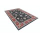 Hand Knotted Floral Turkish Area Rug with Black Field and Red Border | Wool Carpet for Home Decor Hand Knotted Floral Turkish Area Rug with Black Field and Red Border | Wool Carpet for Home Decor