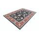 Hand Knotted Floral Turkish Area Rug with Black Field and Red Border | Wool Carpet for Home Decor Hand Knotted Floral Turkish Area Rug with Black Field and Red Border | Wool Carpet for Home Decor