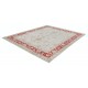 Hand Knotted Floral Area Rug with Beige Field and Red Border | Traditional Oushak Wool Carpet Hand Knotted Floral Area Rug with Beige Field and Red Border | Traditional Oushak Wool Carpet