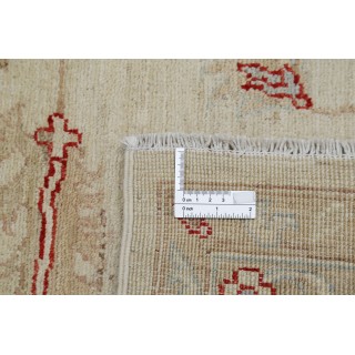 Hand Knotted Floral Area Rug with Beige Field and Red Border | Traditional Oushak Wool Carpet