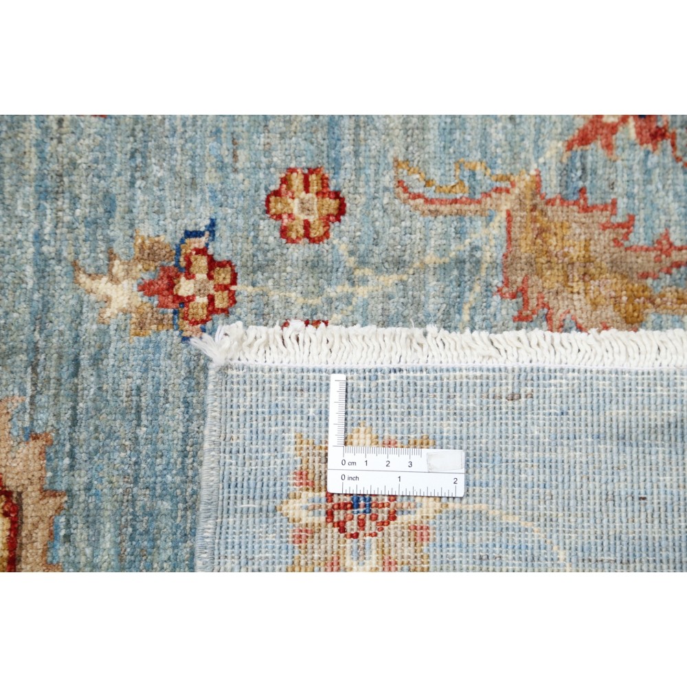 Traditional Hand Knotted Light Blue, Ivory Wool Area Rug with Floral Design Traditional Hand Knotted Light Blue, Ivory Wool Area Rug with Floral Design