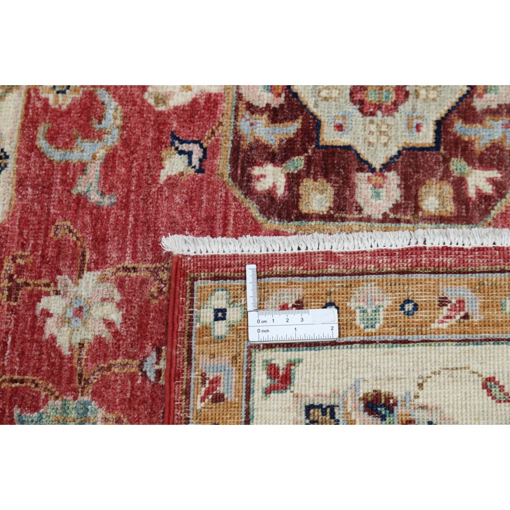 Hand Knotted Red, Ivory and Light Blue Wool Area Rug | Turkish Medallion Design Rug Hand Knotted Red, Ivory and Light Blue Wool Area Rug | Turkish Medallion Design Rug