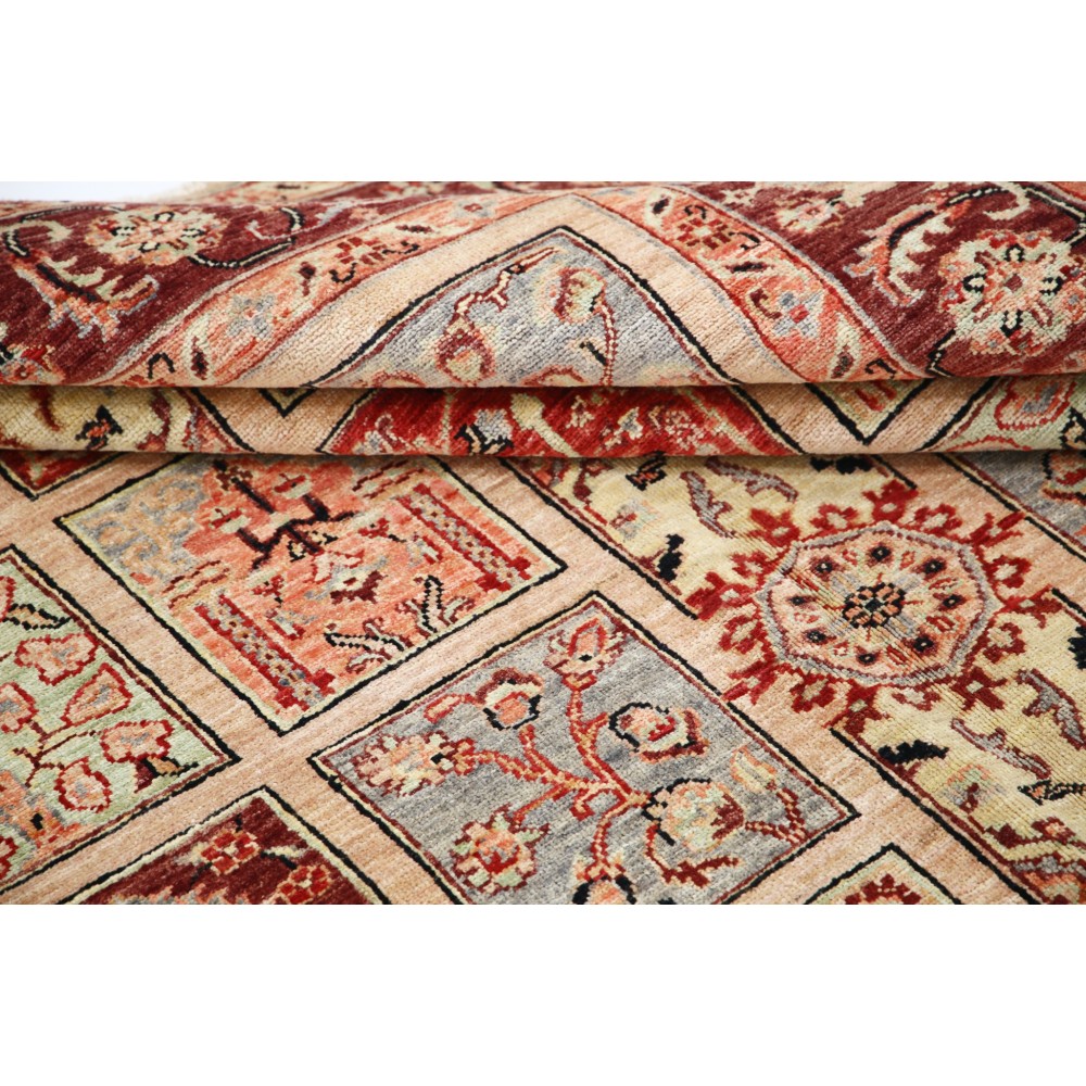 Hand Knotted Blush and Ivory Wool Area Rug | Turkish Floral Panel Design Rug Hand Knotted Blush and Ivory Wool Area Rug | Turkish Floral Panel Design Rug