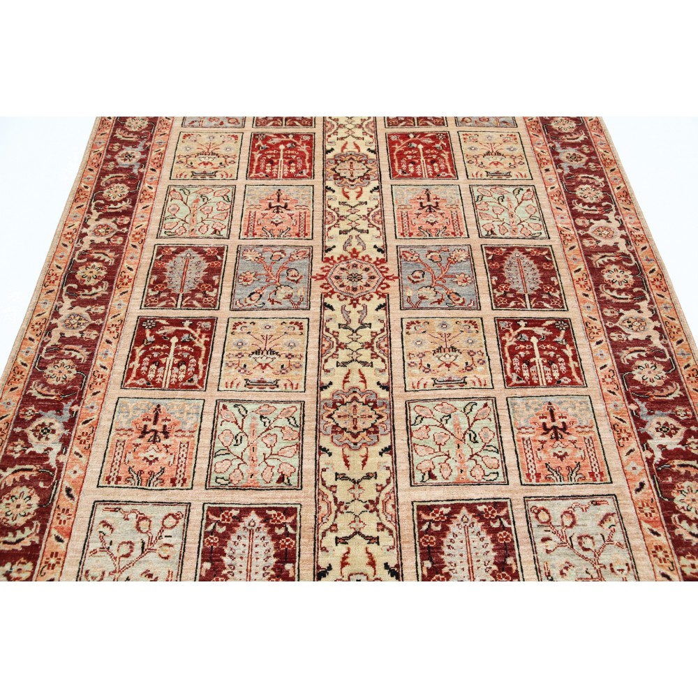 Hand Knotted Blush and Ivory Wool Area Rug | Turkish Floral Panel Design Rug Hand Knotted Blush and Ivory Wool Area Rug | Turkish Floral Panel Design Rug