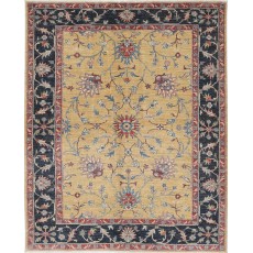 Handknotted Turkish Area Rug for Dining Room and Bedroom | Floral Oushak Rug for Living Room | 100% Wool