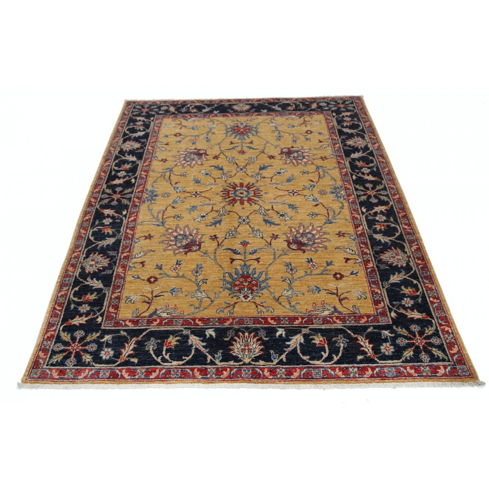 Handknotted Turkish Area Rug for Dining Room and Bedroom | Floral Oushak Rug for Living Room | 100% Wool