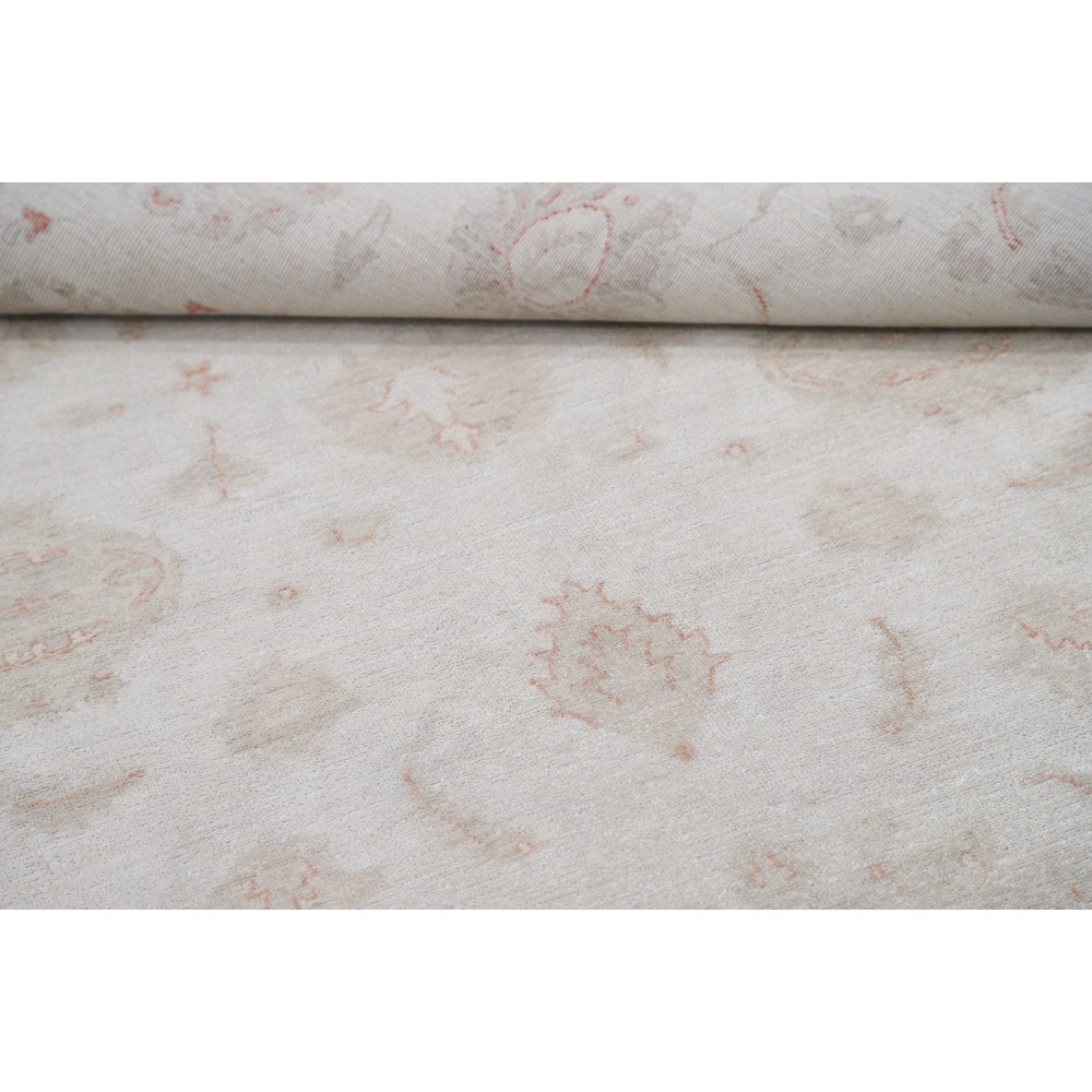 Hand Knotted Floral Area Rug with Beige Field and Red Border | Traditional Oushak Wool Carpet Hand Knotted Floral Area Rug with Beige Field and Red Border | Traditional Oushak Wool Carpet