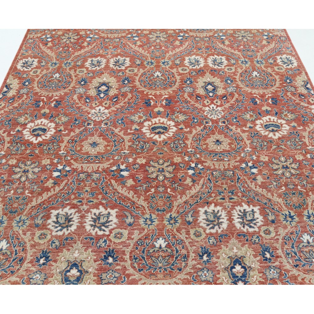 Hand Knotted Red, Navy Blue, Beige Wool Area Rug | Turkish Floral Design Carpet Hand Knotted Red, Navy Blue, Beige Wool Area Rug | Turkish Floral Design Carpet