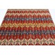 Hand Knotted Red, Ivory and Navy Blue Wool Area Rug with Diamond Geometric Design