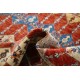 Hand Knotted Red, Ivory and Navy Blue Wool Area Rug with Diamond Geometric Design