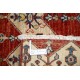 Hand Knotted Red, Ivory and Navy Blue Wool Area Rug with Diamond Geometric Design
