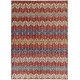 Hand Knotted Red, Ivory and Navy Blue Wool Area Rug with Diamond Geometric Design