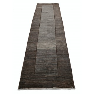 Hand Knotted Brown, Gray Wool Runner Rug | Modern Minimalist Hallway Rug | Stair Rug