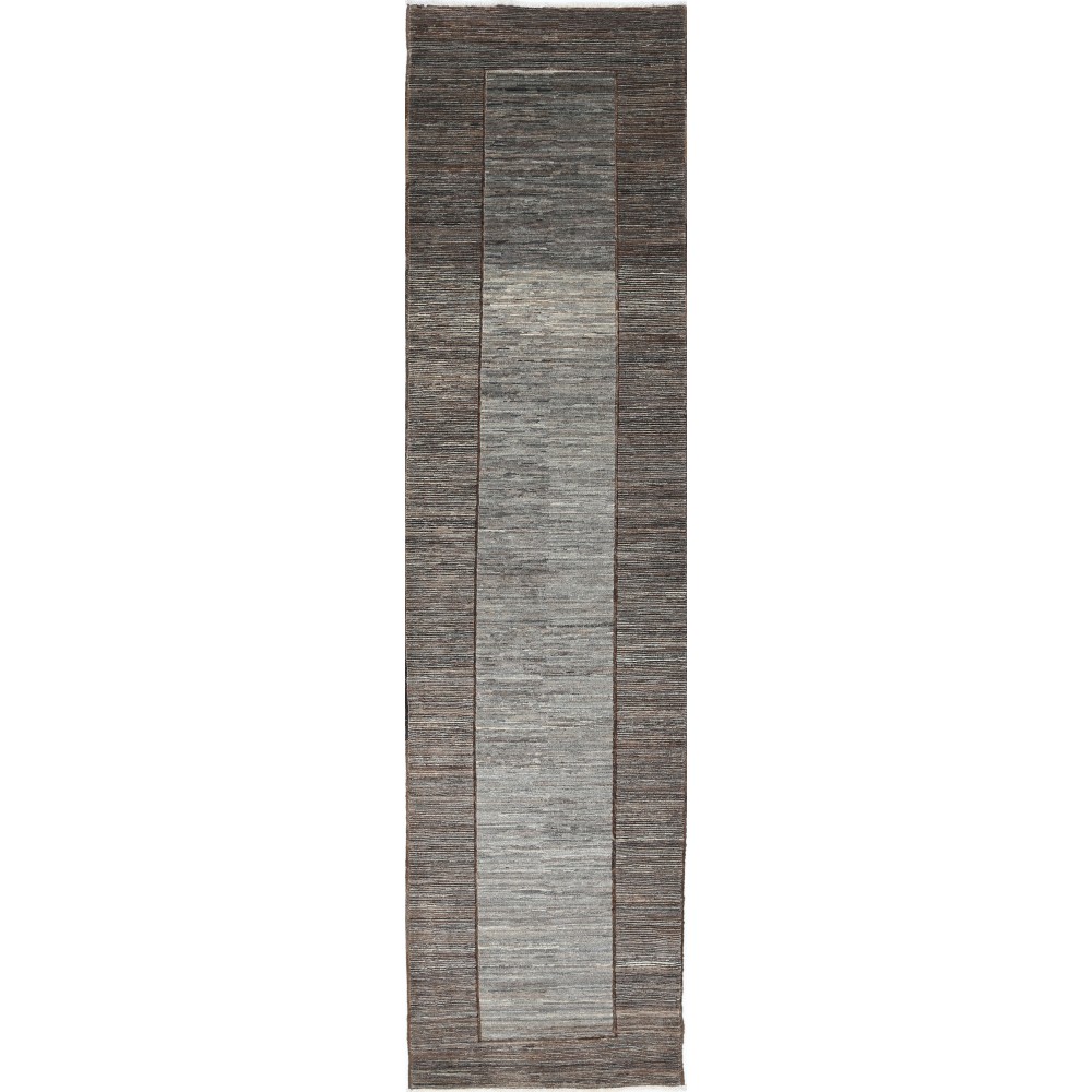 Hand Knotted Brown, Gray Wool Runner Rug | Modern Minimalist Hallway Rug | Stair Rug Hand Knotted Brown, Gray Wool Runner Rug | Modern Minimalist Hallway Rug | Stair Rug