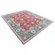 Hand Knotted Floral Area Rug with Red Field and Green Border | Turkish Oushak Wool Carpet Hand Knotted Floral Area Rug with Red Field and Green Border | Turkish Oushak Wool Carpet